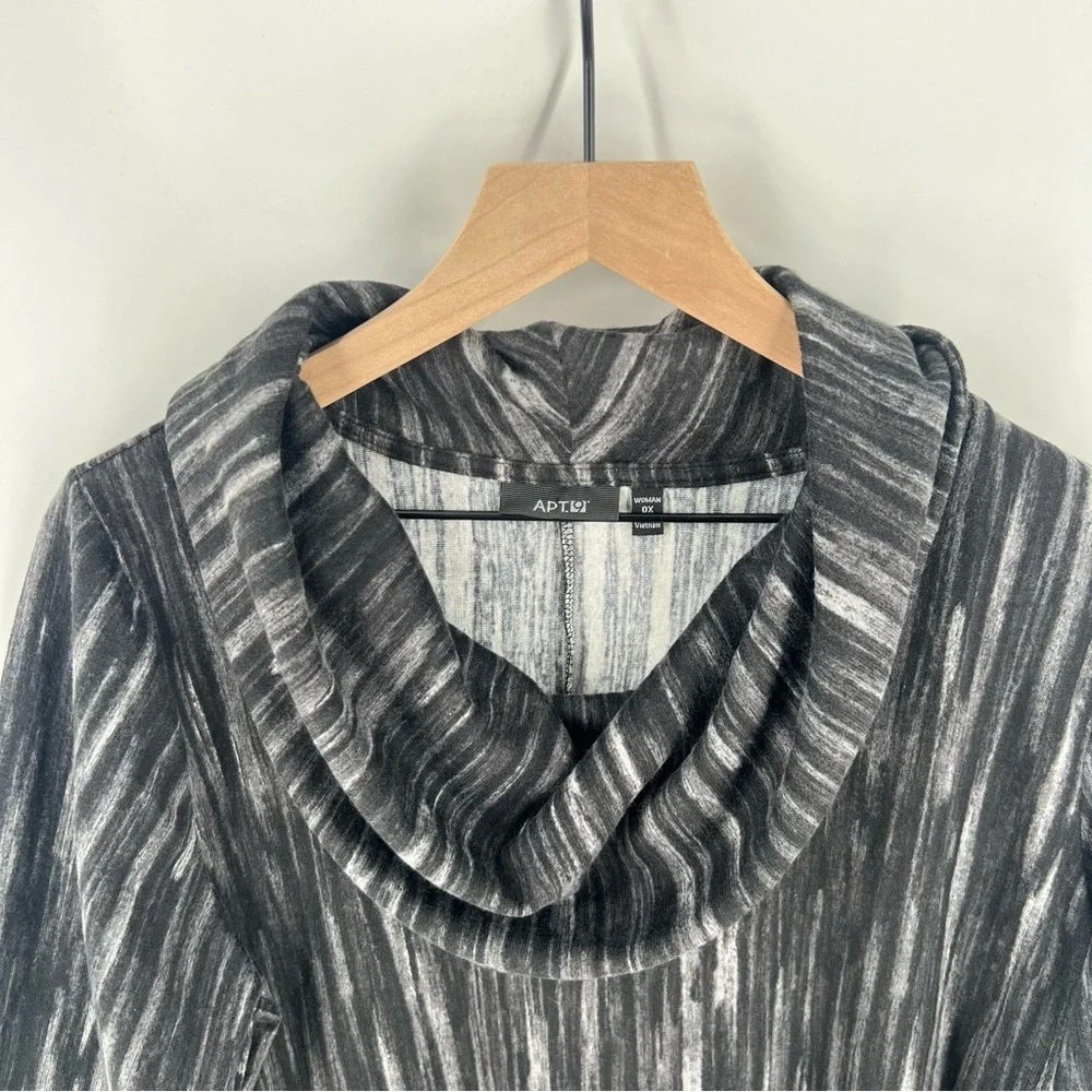 Apt. 9 Abstract Print 3/4 Sleeve Shark Bite Hem Cowl Neck Sweater‎